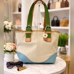 Coach 4428 Daisy‎ HamptonVintage Canvas Leather Small Shopper Tote Shoulder Bag